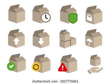 Icon Set Of Box Cardboard Transaction Status Step Prom Approved Order On Process Rejected Delivery Received 