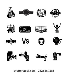 icon set Boxing Silhouette vector illustration