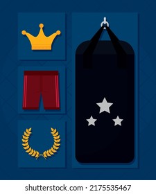 icon set of boxing sport