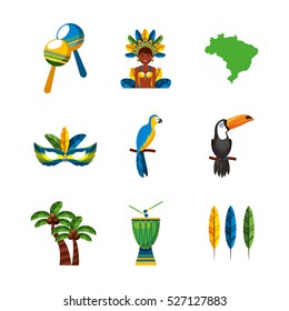 icon set of brazilian culture concept over white background. colorful design. vector illustration