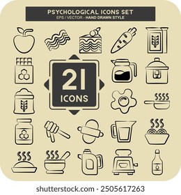 Icon Set Breakfast. related to Food symbol. hand drawn style. simple illustration