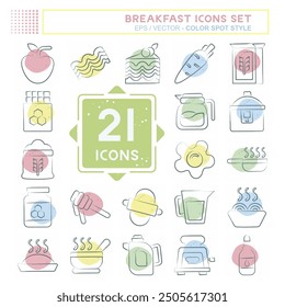 Icon Set Breakfast. related to Food symbol. flat style. simple illustration
