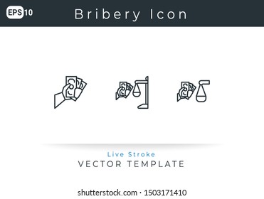 Icon Set Bribery For Website, Infographic Element. Vector Illustration
