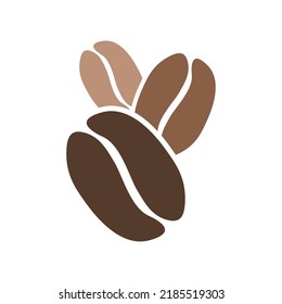 Icon Set of Brown Coffee Beans with Organic Smooth Shape. Vector Image.