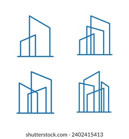 icon set building  architect  construction  tower  line art logo vector symbol illustration design