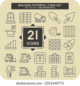 Icon Set Building Material. related to Education symbol. hand drawn style. simple design editable. simple illustration