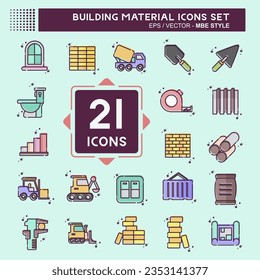 Conjunto de iconos Material de construcción. relacionado con el símbolo Educación. Estilo MBE. diseño simple editable. ilustración simple