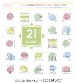 Icon Set Building Material. related to Education symbol. Color Spot Style. simple design editable. simple illustration