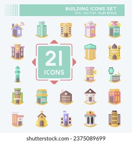 Icon Set Building. related to Icon Construction symbol. flat style. simple design editable. simple illustration