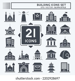 Icon Set Building. suitable for education symbol. glyph style. simple design editable. design template vector. simple illustration