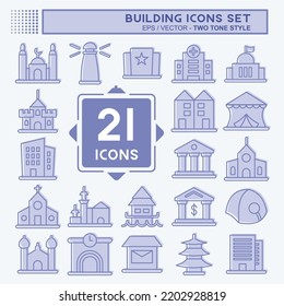 Icon Set Building. suitable for education symbol. two tone style. simple design editable. design template vector. simple illustration