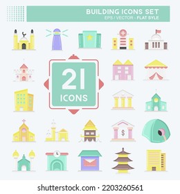 Icon Set Building. geeignet für Bildungs-Symbol. Flachstil. einfaches Design bearbeitbar. Designvorlage, Vektor. einfache Abbildung