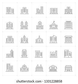 Icon set - Building thin line high detail vector  illustration on white background 