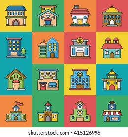 icon set building vector