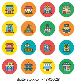 icon set building vector