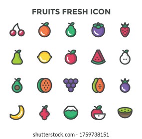 icon set bundle of fresh fruit icons