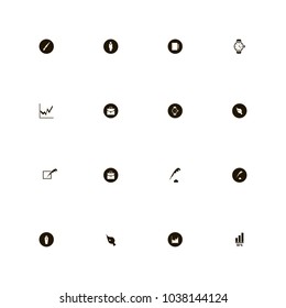 icon set Business with 50 percent, writing, suitcase and feather