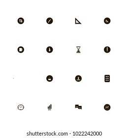 icon set Business with alarm clock, drawing, square and clip