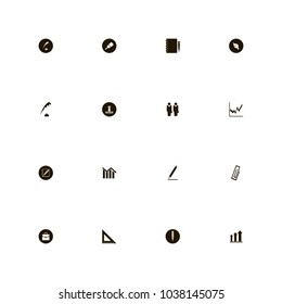 icon set Business with bag, drawing, notebook and businessmen