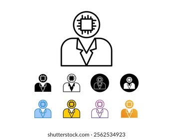 
icon set business bot with 9 different styles, line, glyp, flat, gradient etc. suitable for print websites etc. isolated on white background.
