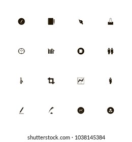 icon set Business with businessman with suitcase, suitcase, businessman and pen