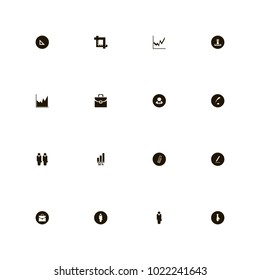 icon set Business with businessmen, male, paper clip and ruler