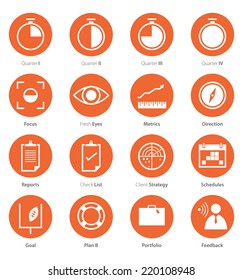 Icon Set of Business Career , Marketing in Flat Design, Minimal Style, Vector 