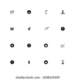 icon set Business with clip, statistics, pen and clock