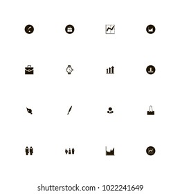 icon set Business with drawing tools, bag, businessmen and pen