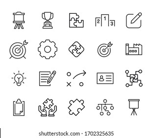 Icon Set Of Business. Editable Vector Pictograms Isolated On A White Background. Trendy Outline Symbols For Mobile Apps And Website Design. Premium Pack Of Icons In Trendy Line Style.