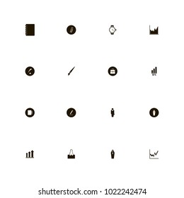 icon set Business with exercise book, clip, painting and 50 percent