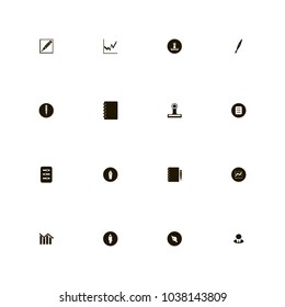icon set Business with exercise book, drawing, suitcase and graphic