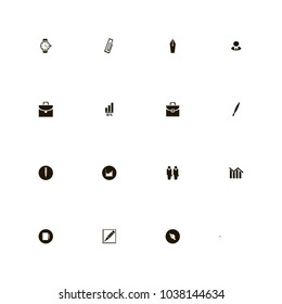 icon set Business with graph, 50 percent, brush and drawing