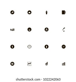 icon set Business with graph, statistics, pen and job