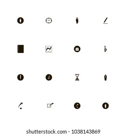 icon set Business with ink, pen, clip and statistics