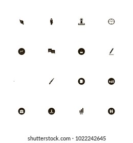 icon set Business with job, drawing, alarm clock and paper clip