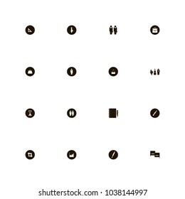 icon set Business with job, notebook and pencil, square and male