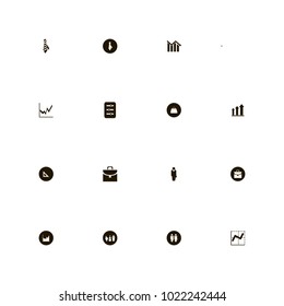 icon set Business with male, alarm clock, clock and job