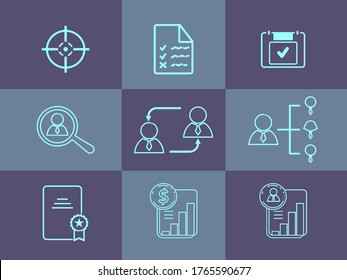conjunto de iconos trazo editable de administración de negocios