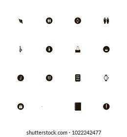 icon set Business with mixer, notebook, businessmen and pencil