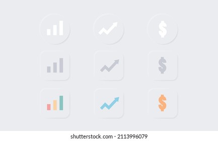 Conjunto de iconos de diseño de neumorfismo empresarial