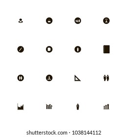 icon set Business with notebook, suitcase, writing and ruler