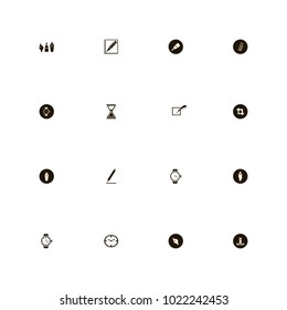 icon set Business with paper clip, businessman, suitcase and brush