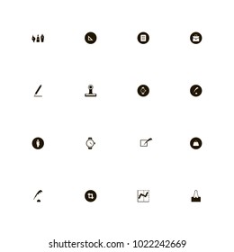 icon set Business with paper clip, pencil, schedule and square