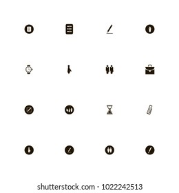 icon set Business with pen, hourglass, job and watch