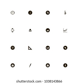 icon set Business with pruning, clip, bag and alarm clock on the black
