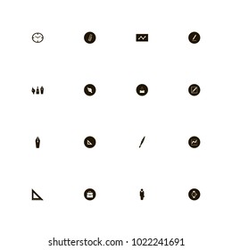 icon set Business with ruler, paper, clip and drawing tools