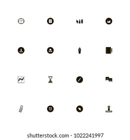 icon set Business with schedule, clip, brush and clock