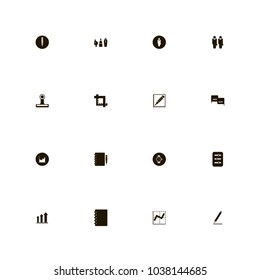 icon set Business with schedule, clock, businessman and notebook and pencil