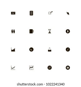 icon set Business with schedule, pencil, graph and hourglass